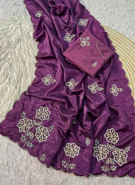 Jilu Soft Shine Ho Silk Fabric With Handwork Saree Wholesale Suppliers In Mumbai